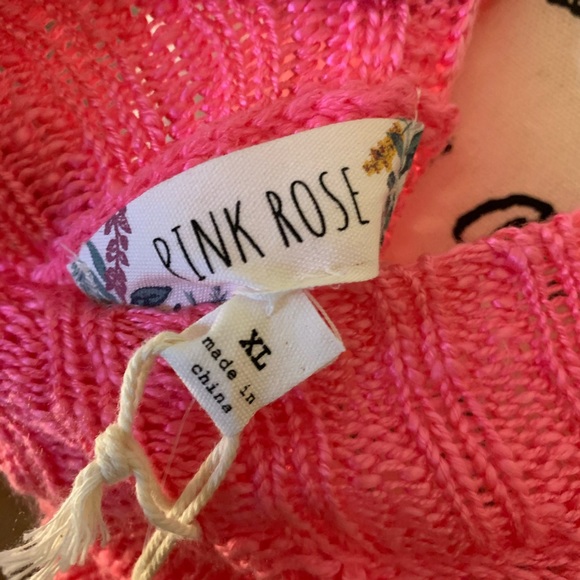 Pink Scoop Neck Knit Sweater PINK ROSE XL - Picture 13 of 16